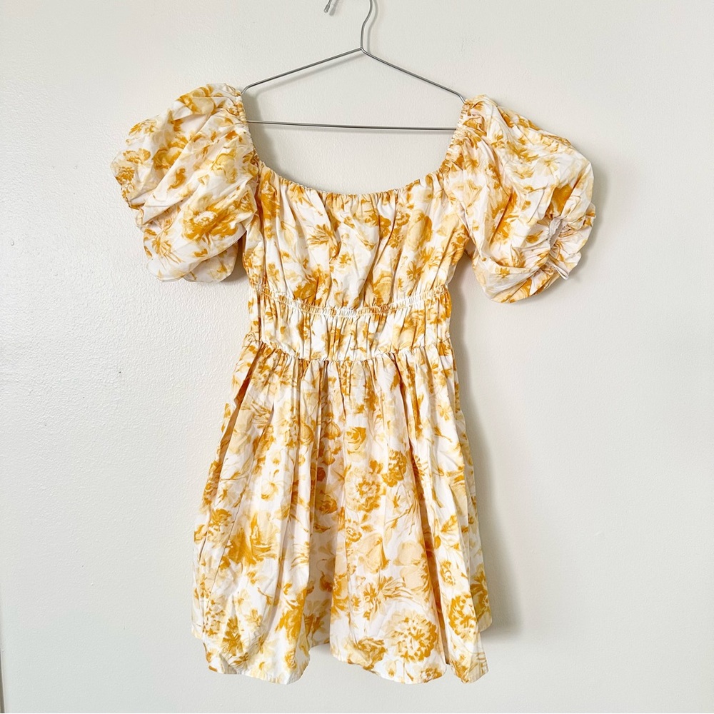 | abercrombie & fitch • yellow ots puff sleeve mini dress • medium | - Picture 5 of 11